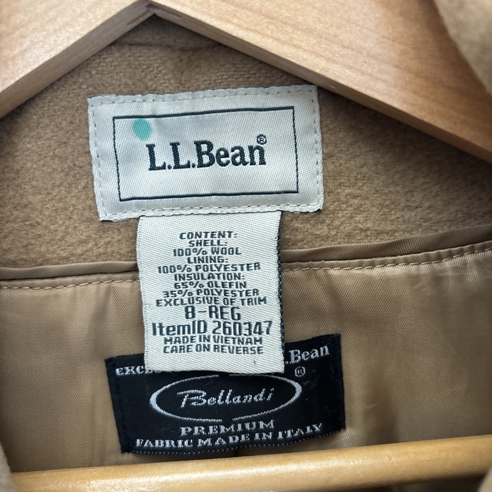 L.L. Bean Lambs Wool Classic Polo Coat Women's 8 Beige 3/4 Length Bellandi - Picture 2 of 16
